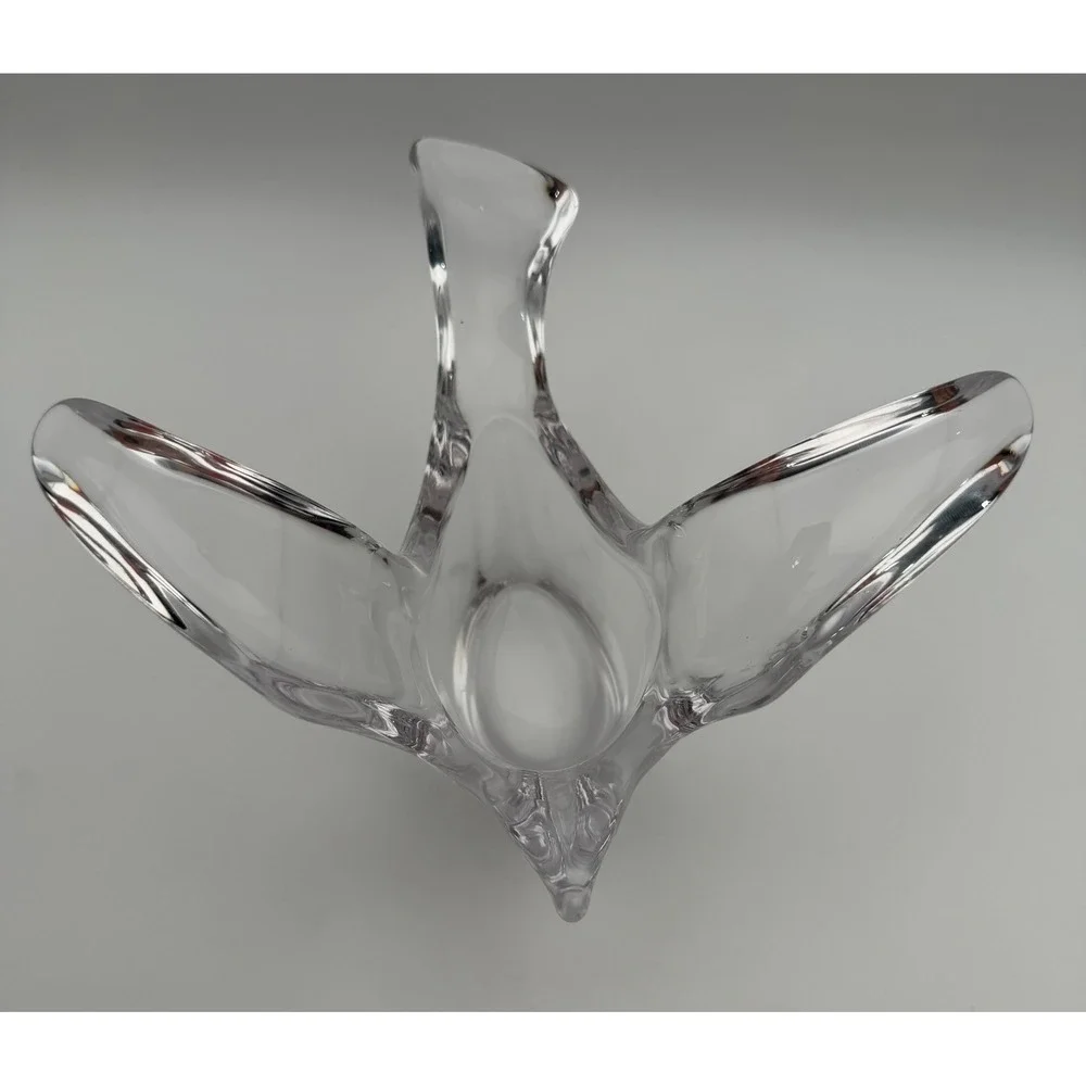 Heavy Clear Art Glass Bird Figurine Abstract Flying Swallows Sculpture Decor